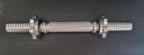Verchroomde dumbbellstang met schroefsluiting - 35 cm, Sport en Fitness, Fitnessmaterialen, Gebruikt, Ophalen of Verzenden