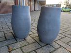 2x Hoge Aardewerk Potten, Tuin en Terras, Bloembakken en Plantenbakken, Ophalen, Tuin, Steen, Gebruikt