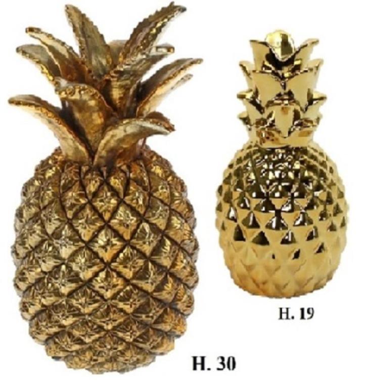 Ananas goudkleur; 2 soorten - woonaccessoire, Verzamelen, Beelden en Beeldjes, Nieuw, Overige typen, Verzenden