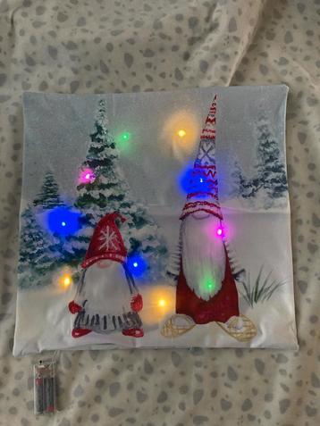 Aparte kerst kussenhoes met kerstverlichting kerstkabouters beschikbaar voor biedingen