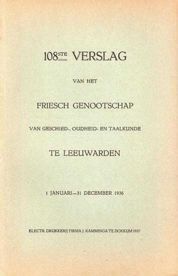 100ste verslag van het friesch genootschap 1936 beschikbaar voor biedingen