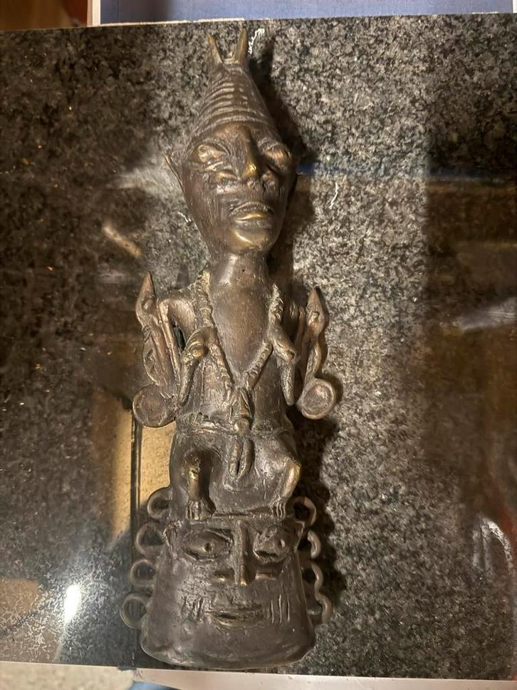 Bronzen Bini Edo Stijl Beeldje, Antiek en Kunst, Kunst | Niet-Westerse kunst, Ophalen of Verzenden