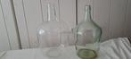 2 glazen groene gistflessen, Huis en Inrichting, Woonaccessoires | Vazen, Ophalen, Gebruikt, Glas, Minder dan 50 cm