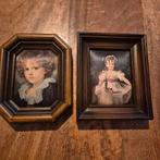 Vintage Kinderportretten in Lijst, Set van 2, Antiek en Kunst, Kunst | Schilderijen | Klassiek, Ophalen of Verzenden