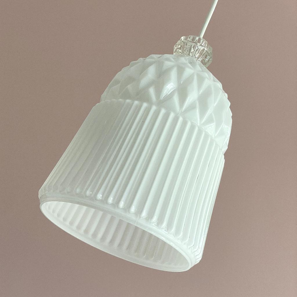 Scandinavisch design LAMP opaalglas melk glas retro vintage, Huis en Inrichting, Lampen | Hanglampen, Gebruikt, Ophalen of Verzenden