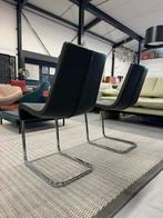 2 Showmodel Bonaldo Skip eetkamerstoel zwart leer Stoelen, Twee, Zwart, Nieuw, Leer
