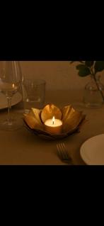 Patij van 6 theelichthouder lotus, Ophalen of Verzenden, Zo goed als nieuw, Metaal, Minder dan 25 cm