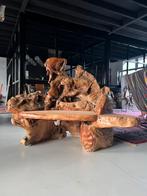 Vintage olijf boomwortel fauteuil, jaren 60, Gebruikt, Vintage, Ophalen of Verzenden, 100 tot 125 cm