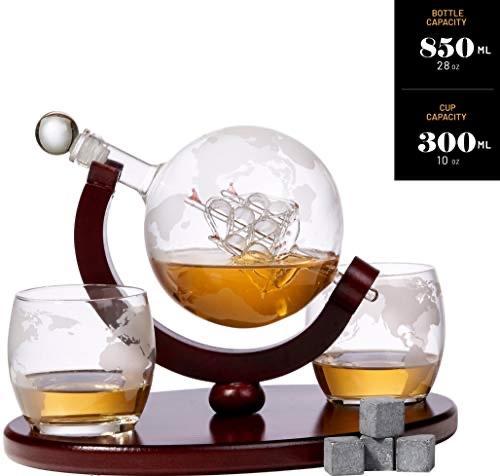 Whisky Globe Set - Wereldbol Decanteerkaraf, Antiek en Kunst, Antiek | Glas en Kristal, Ophalen of Verzenden