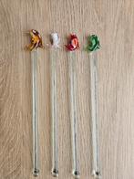 Glazen cocktail roerstaafjes dolfijnen, Huis en Inrichting, Ophalen of Verzenden, Zo goed als nieuw, Overige materialen, Vaatwasserbestendig