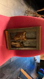 Gestoken houten paneel paard en koe 19e eeuw, Antiek en Kunst, Ophalen