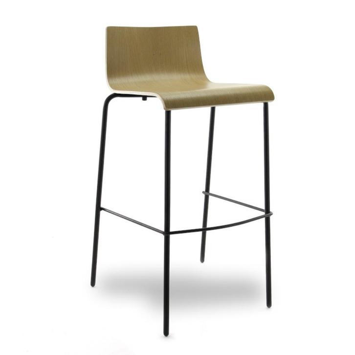 MN Barkruk Blank Eiken Zwart, Huis en Inrichting, Barkrukken, Nieuw, 60 tot 90 cm, Hout, Metaal, 5 krukken of meer, Met voetsteun