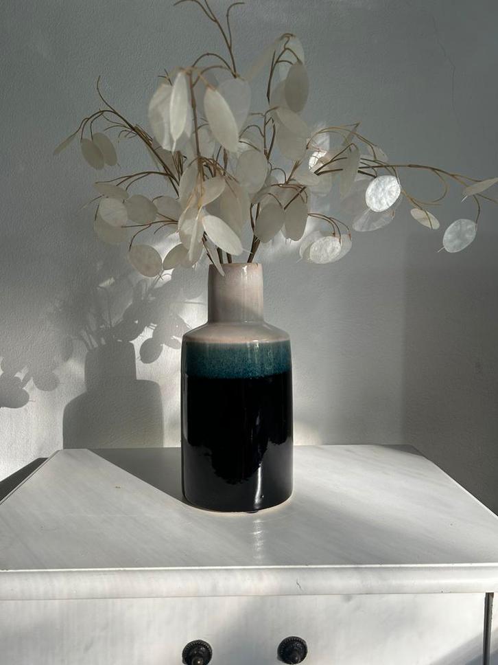 Vaas van keramiek, Huis en Inrichting, Woonaccessoires | Vazen, Zo goed als nieuw, Blauw, Minder dan 50 cm, Aardewerk of Porselein