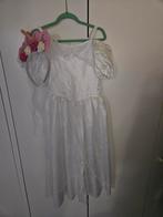 Bruidsjurk verkleedkleding met sluier, verkleedjurk wit, Kinderen en Baby's, Ophalen of Verzenden, Zo goed als nieuw, 122 t/m 128