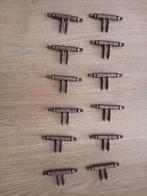 12 bronskleurige scharnieren 6,5cm, Ophalen of Verzenden, Zo goed als nieuw, IJzer, Scharnier