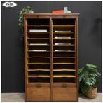 Vintage dubbele roldeurkast Kast Archiefkast, Ophalen, Gebruikt, Eikenhout, 50 tot 100 cm