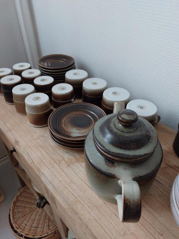 Antiek Noorwegen Lava thee servies merk Porsgrund, Antiek en Kunst, Antiek | Servies los, Ophalen