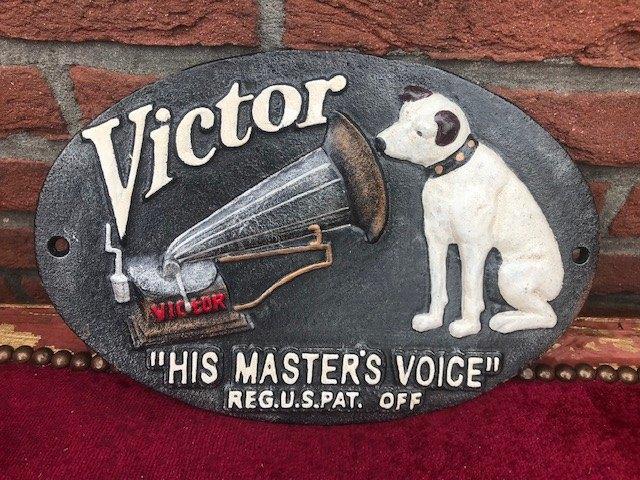 gietijzeren bord, his masters voice, Antiek en Kunst, Curiosa en Brocante, Ophalen of Verzenden