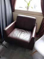 Bruine leren (?) fauteuil, Huis en Inrichting, Fauteuils, Gebruikt, Leer, 75 tot 100 cm, Ophalen