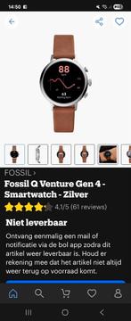 Fossil Q Venture Gen 4 Smartwatch - Zilver, Gebruikt, Fossil, Ophalen of Verzenden, Hartslag