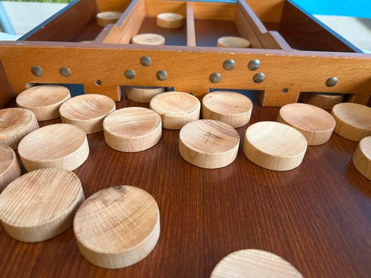 Sjoelbak geliefd model 200 cm incl. 30 stenen COMPLEET, Hobby en Vrije tijd, Gezelschapsspellen | Overige, Zo goed als nieuw, Een of twee spelers
