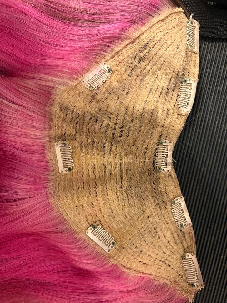 V-part Echt Haarstuk - Donkerblond/Lichtbruin met Roze 50cm, Sieraden, Tassen en Uiterlijk, Uiterlijk | Haarverzorging, Zo goed als nieuw