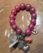 Armband Pink Ribbon op elastiek bedels, Ophalen of Verzenden, Zo goed als nieuw, Roze, Elastiek