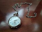 Antieke zilveren zakhorloge met antieke horlogeketing, Antiek en Kunst, Ophalen of Verzenden