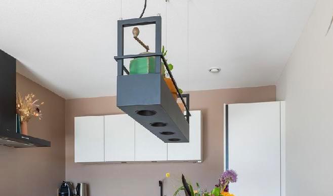 Zwarte hanglamp, Huis en Inrichting, Lampen | Hanglampen, Zo goed als nieuw, Minder dan 50 cm, Metaal, Ophalen