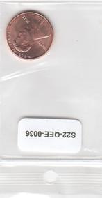 S22-QEE-0036-M50 United States 1 Cent UNC 2022 KM468, Postzegels en Munten, Munten | Amerika, Losse munt, Verzenden, Noord-Amerika