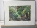 Een zomers aquarel van Kees Tetteroo, -  laantje in Den Hoor