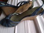 Blauwe open schoen met sleehak, Blauw, Zo goed als nieuw, Sandalen of Muiltjes, Ophalen of Verzenden