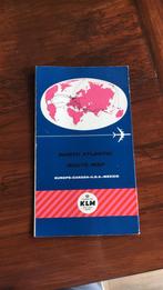 KLM Noord-Atlantische Routekaart Vintage, Gelezen, Ophalen of Verzenden, Landkaart, 1800 tot 2000