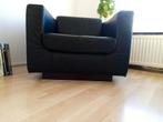 Zwart, leren fauteuil, Huis en Inrichting, Fauteuils, Ophalen, Gebruikt