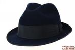 Vintage Gleufhoed Cityhat donker blauw geborsteld vilt 54 XS, Cityhat, Hoed, Ophalen of Verzenden, 57 cm (M, 7⅛ inch) of minder