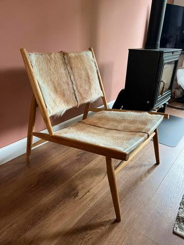 EKI fauteuil Kavehome - teakhout en geitenleer beschikbaar voor biedingen