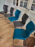 eetkamerstoelen leer leder, Huis en Inrichting, Ophalen, Leer, Zo goed als nieuw, Grijs