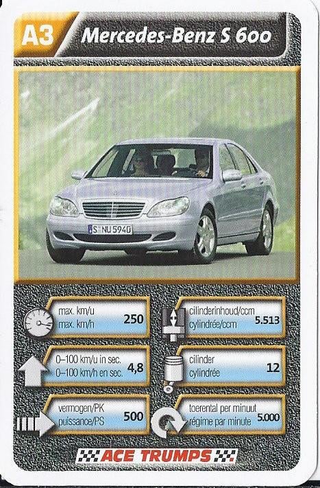 Kw2 Mercedes - Benz s 600 -- autokaartje A3, Verzenden, Zo goed als nieuw, Auto's