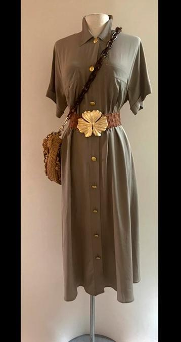 MaxMara 38 100% zijde midi oversized jurk/jas khaki beschikbaar voor biedingen