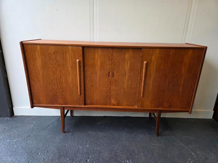 Vintage teak Deense Mid-Century sideboard dressoir kast, Huis en Inrichting, Kasten | Dressoirs, Gebruikt, 150 tot 200 cm, 25 tot 50 cm
