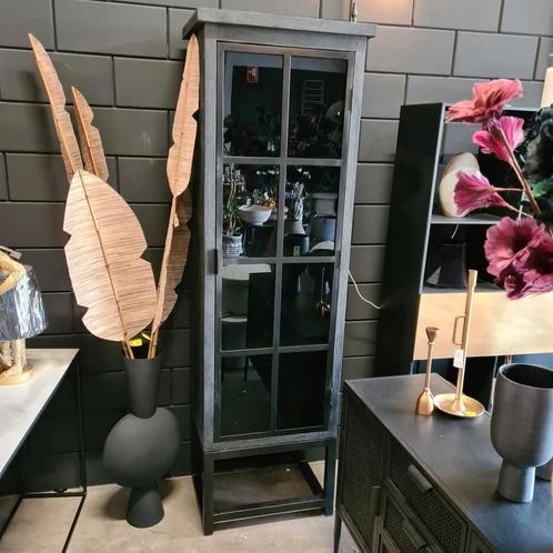 Kast Zwart Eiken/Smokeglas Juhar van PTMD., Huis en Inrichting, Kasten | Vitrinekasten, Nieuw, 200 cm of meer, 25 tot 50 cm, Eikenhout