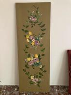 Paneel decoratie olijfgroen bloem motief handwerk, Ophalen of Verzenden, Zo goed als nieuw