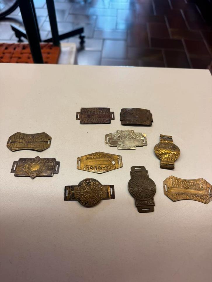 Rijwiel belasting plaatjes (Nr: 1953), Postzegels en Munten, Penningen en Medailles, Brons, Ophalen