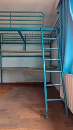 Metalen hoogslaper met bureau, Huis en Inrichting, Slaapkamer | Stapelbedden en Hoogslapers, Ophalen, Gebruikt, Eenpersoons, 200 cm