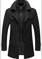 Heren Winterjas Wollen Jas met Dubbele Kraag, Kleding | Heren, Jassen | Winter, Zwart, Nieuw, Overige maten, Ophalen of Verzenden