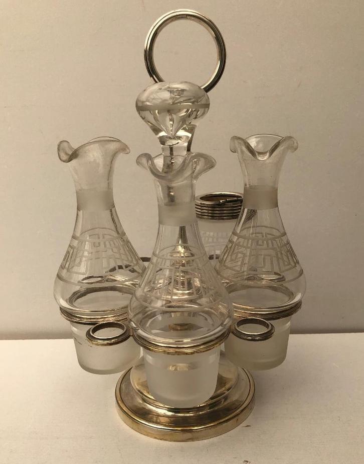 Christofle verzilverde cruetset tafelset -  Frankrijk, Antiek en Kunst, Antiek | Glas en Kristal, Ophalen of Verzenden