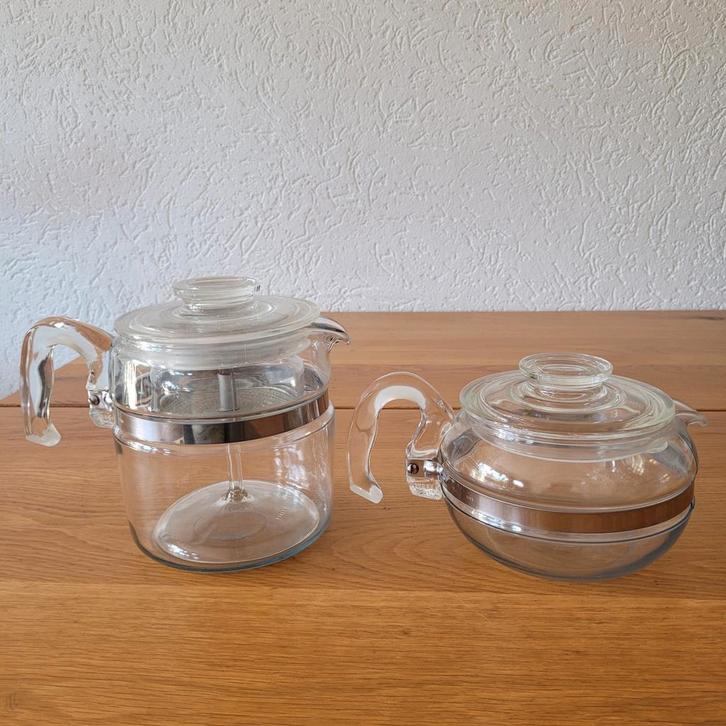 Pyrex percolator koffiepot 6 cup + theepot 6 cup made in USA, Huis en Inrichting, Keuken | Keukenbenodigdheden, Zo goed als nieuw