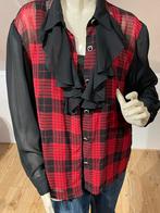 Vintage Rood-Zwarte Blouse met Franje 38/42, Ophalen of Verzenden, Gedragen, Maat 38/40 (M), Rood