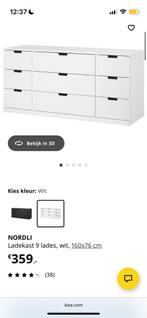 NORDLI IKEA kast wit, Huis en Inrichting, Kasten | Ladekasten, Ophalen, Gebruikt, 5 laden of meer, 150 tot 200 cm