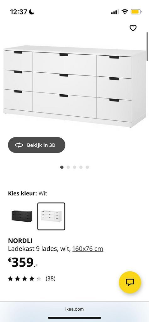 NORDLI IKEA kast wit, Huis en Inrichting, Kasten | Ladekasten, Gebruikt, Minder dan 100 cm, 150 tot 200 cm, 25 tot 50 cm, 5 laden of meer